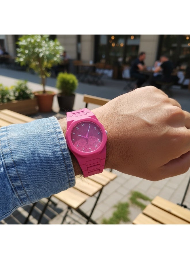 Unique Small Quartz Watch for Men Women, Vibrant Dopamine Dial, Fashionable Casual Waterproof Watch for Daily Use(pink) - Image 3